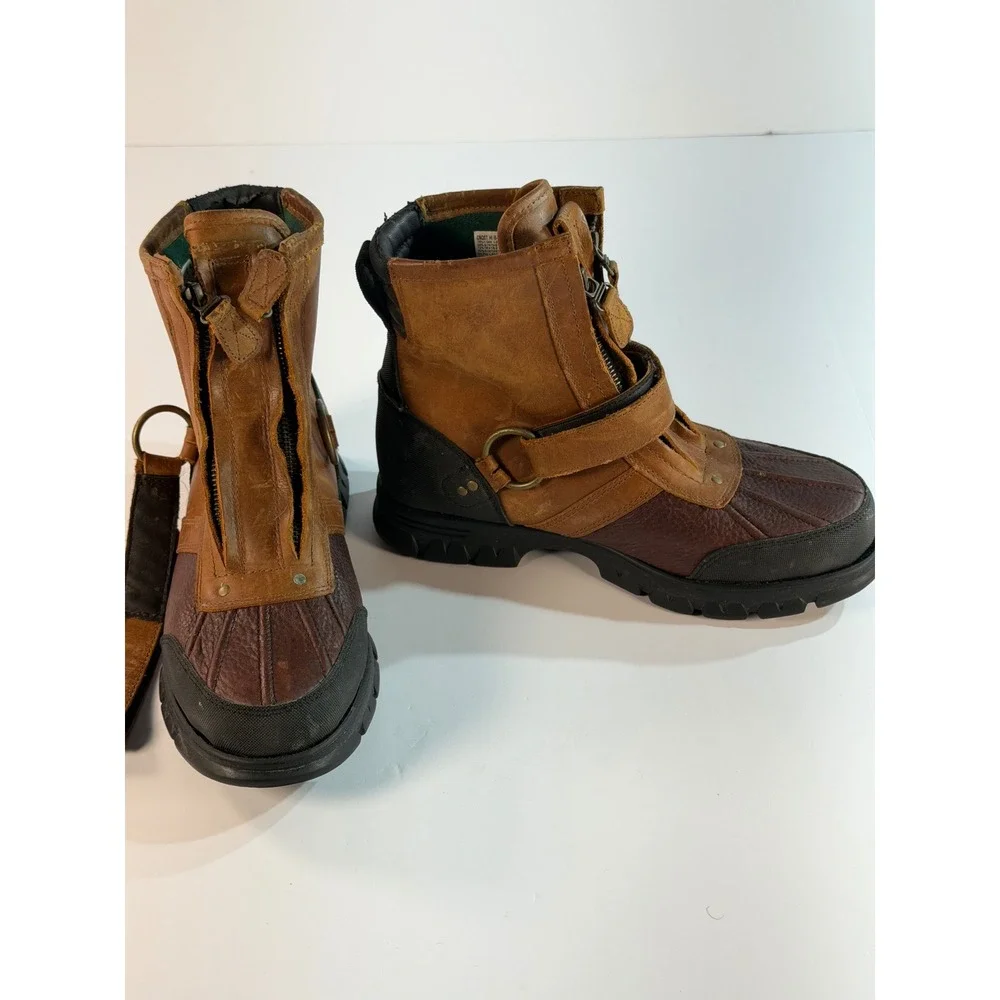 Polo Ralph Lauren Conquest Hi III Brown Leather Duck Boots Mens 8D CNQST HI III